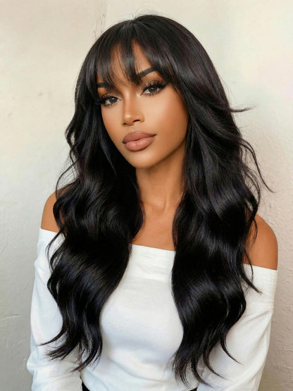 Extra 50% OFF | Sunber 13x4 Pre-Everything Lace Frontal Fluffy Hair Loose Wave 3D Dome Cap Wigs with Bangs