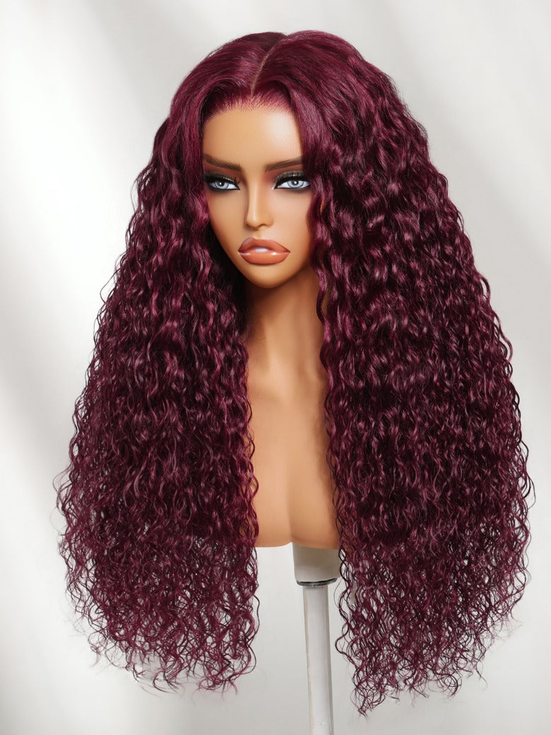 Sunber 13x4 Pre Everything 99J Burgundy Water Wave Lace Frontal Wig With Invisi Drawstring Flash Sale