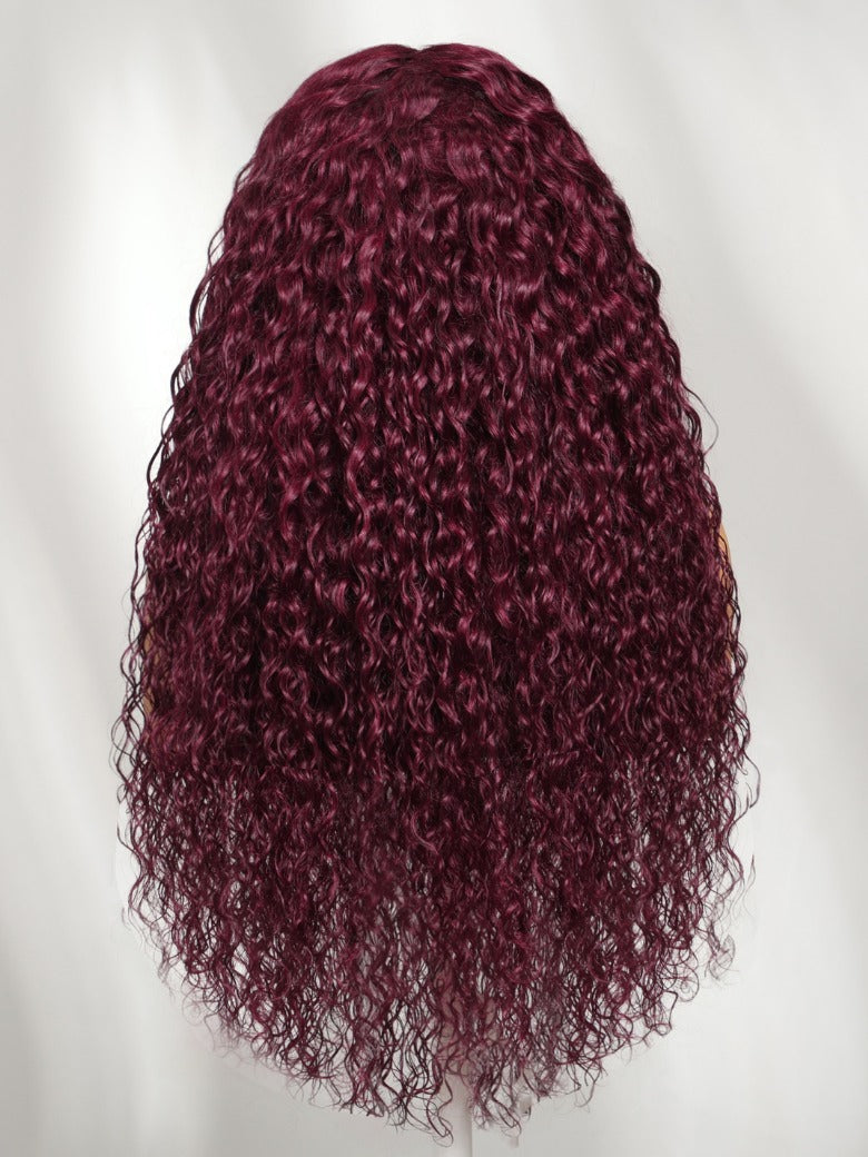 Sunber 13x4 Pre Everything 99J Burgundy Water Wave Lace Frontal Wig With Invisi Drawstring Flash Sale