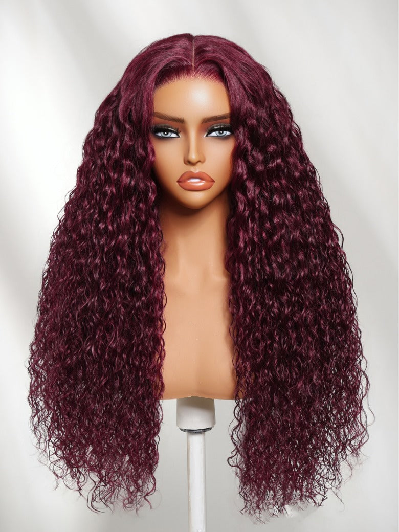 Sunber 13x4 Pre Everything 99J Burgundy Water Wave Lace Frontal Wig With Invisi Drawstring Flash Sale