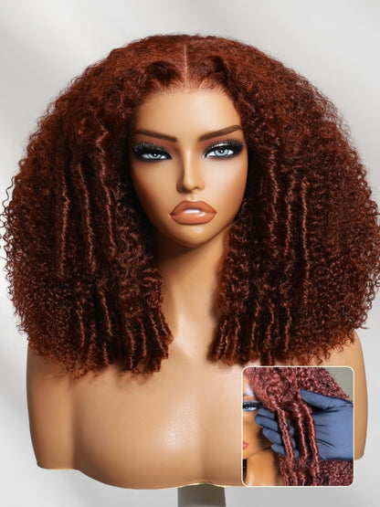 Sunber 250% Density 7x5 Pre-Cut Afro Kinky Curly Reddish Brown Lace Wig With Invisi Drawstring