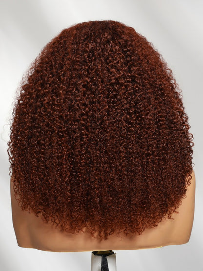 Sunber 250% Density 7x5 Pre-Cut Afro Kinky Curly Reddish Brown Lace Wig With Invisi Drawstring