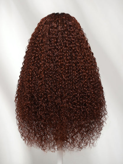 Sunber 13x4 Pre Everything Auburn Red With dark roots Bouncy Curly Lace Frontal Wig With Invisi Drawstring Flash Sale