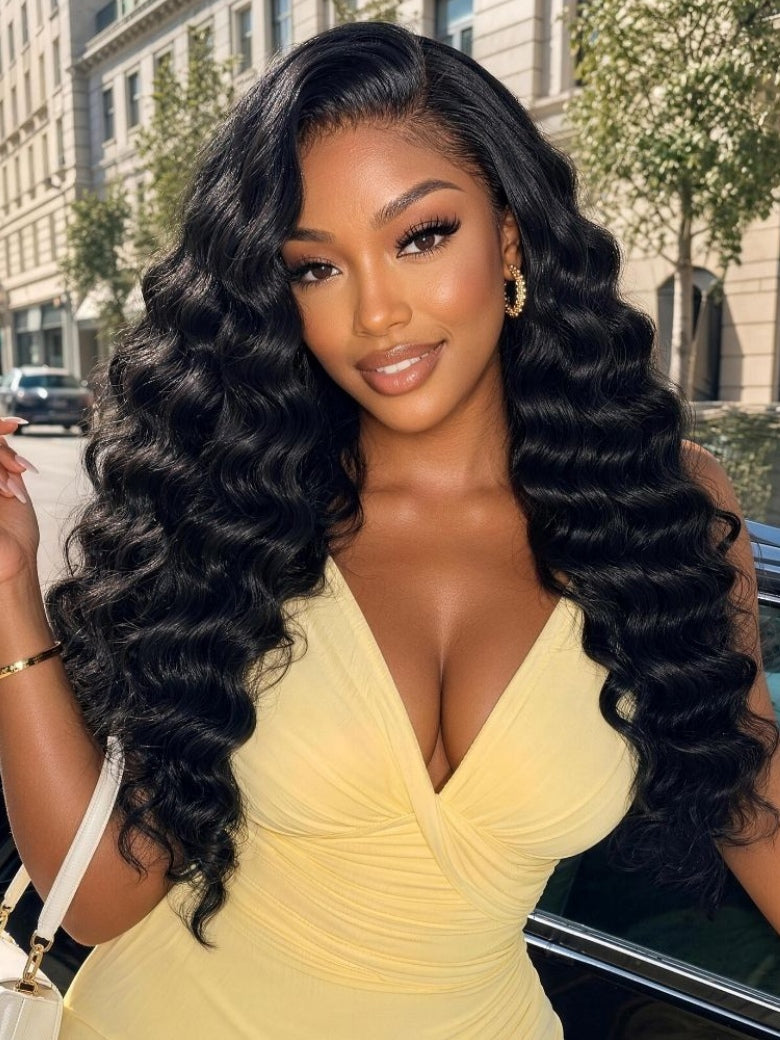 Sunber 13x4 HD Real Scalp Pre Everything Natural Black Kinky Straight Lace Frontal Wig With Invisi Drawstring