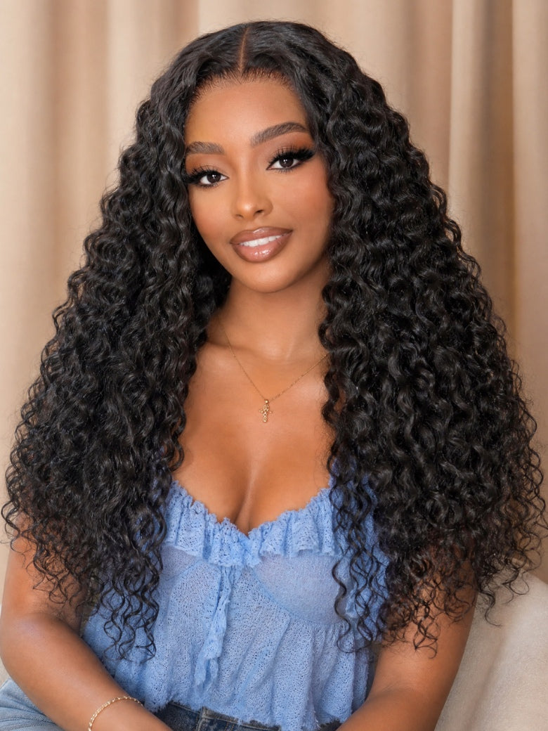Sunber 13x4 Pre Everything Deep Curly Wig With Full Ends And Elastic Drawstring