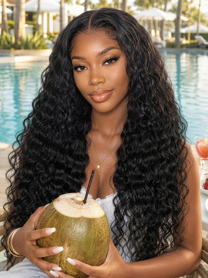Sunber 13x4 Pre Everything Water Wave With Deep Ends With Invisi Drawstring