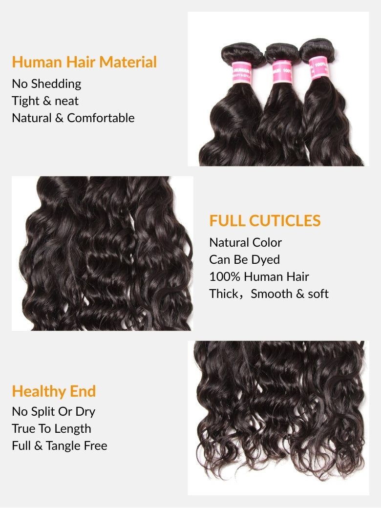 Sunber Brazilian Natural Wave Three Bundles Hair Weave Natural Color Human Hair