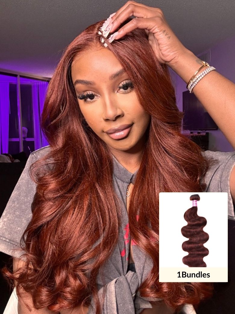 Sunber Reddish Brown Body Wave 100% Remy Human Hair 1 Bundle
