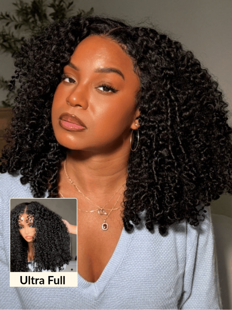 Sunber 7x5 /13x4 Pre Everything Pre-Styled Finger Coils Bye Bye Knots Glueless Water Curly Lace Wig With Invisi Drawstring