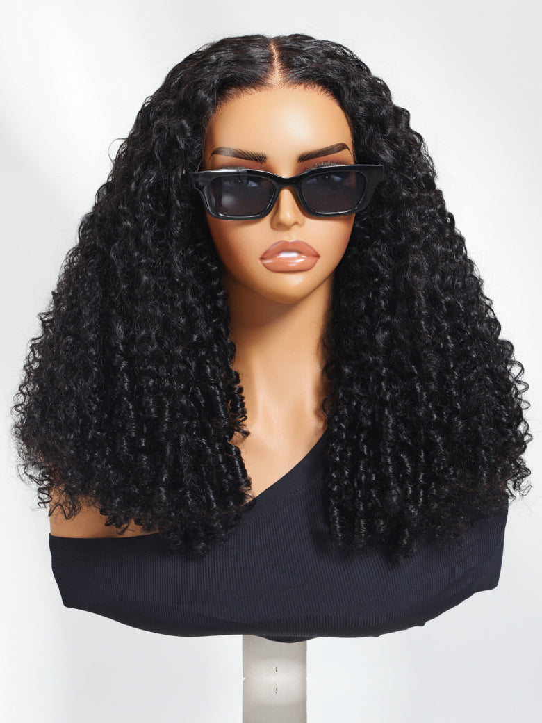 Sunber 7x5 /13x4 Pre Everything Pre-Styled Finger Coils Bye Bye Knots Glueless Water Curly Lace Wig With Invisi Drawstring
