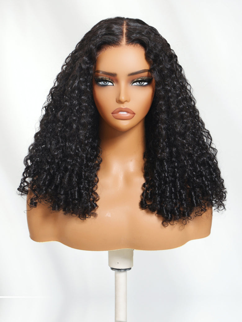Sunber 7x5 /13x4 Pre Everything Pre-Styled Finger Coils Bye Bye Knots Glueless Water Curly Lace Wig With Invisi Drawstring