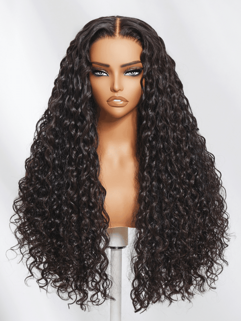Sunber 7x5 HD Wet And Wavy Water Wave Bye Bye Knots Pre-Cut Lace Frontal Wigs With Elastic Drawstring
