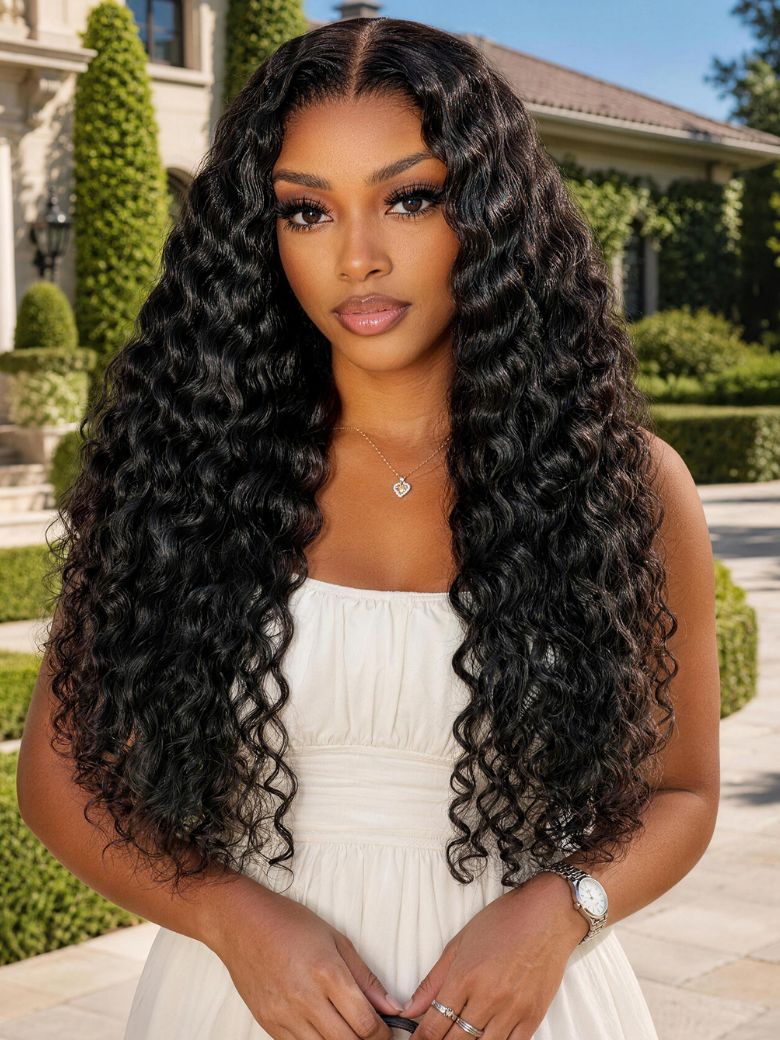 Sunber 7x5 Bye Bye Knots Fluffy Indian Curly Glueless Wig with Invisi Drawstring