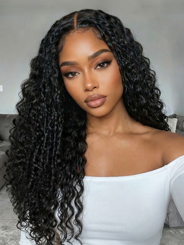 Sunber 4D Mixed Texture Burmese Curls Tight Water Wave Put on and Go Human Hair Drawstring Wig $100 Off