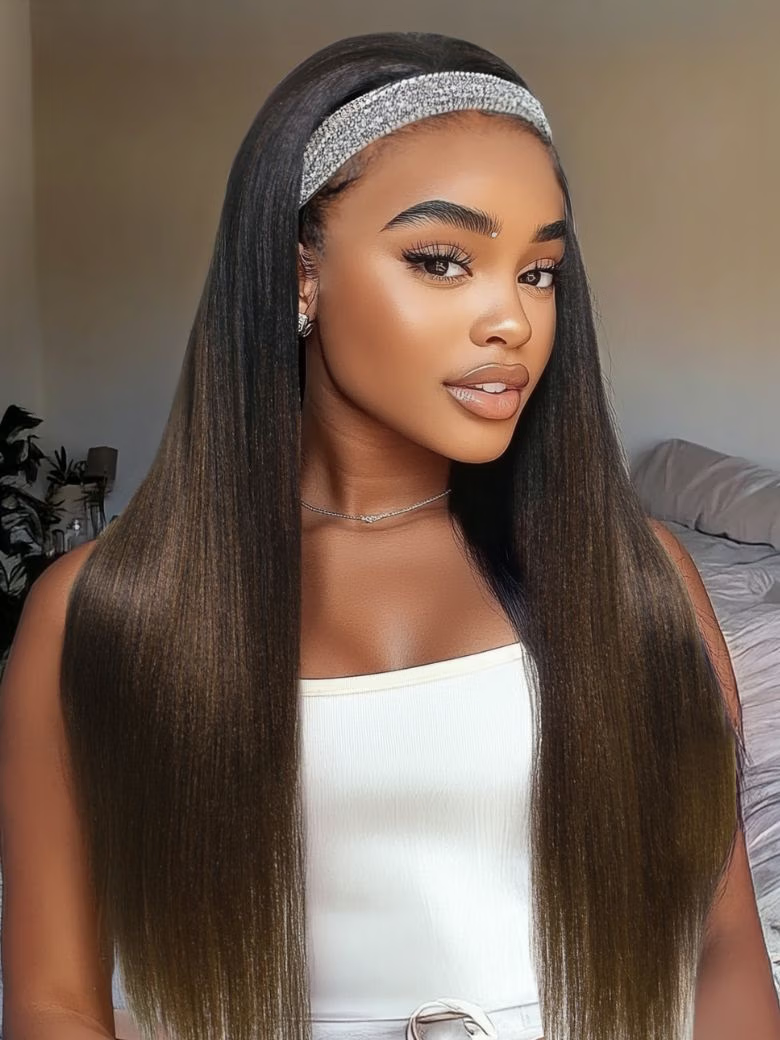 Sunber Glueless Chestnut Brown Yaki Straight Wave Wig Upgrade New V Part Wig Yaki Straight No Leave Out Protective Styles Flash Sale