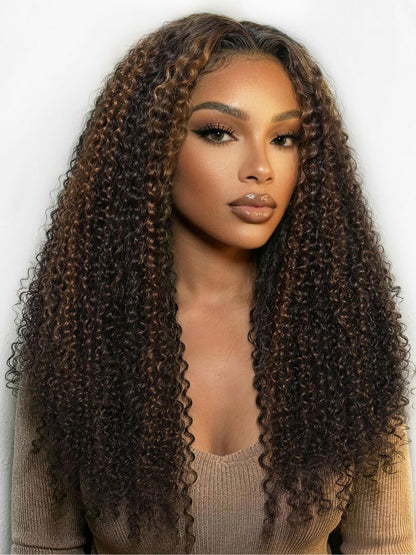 Sunber Full Finger Coils 7x5 Bye Bye Knots Chestnut Brown Lace Wig With Spiral Curls Water Curly Twist Out At The End