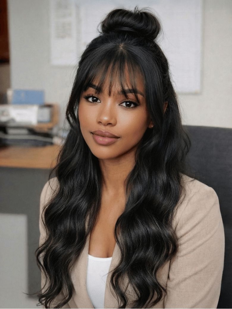Extra 50% OFF | Sunber 13x4 Pre-Everything Lace Frontal Fluffy Hair Loose Wave 3D Dome Cap Wigs with Bangs
