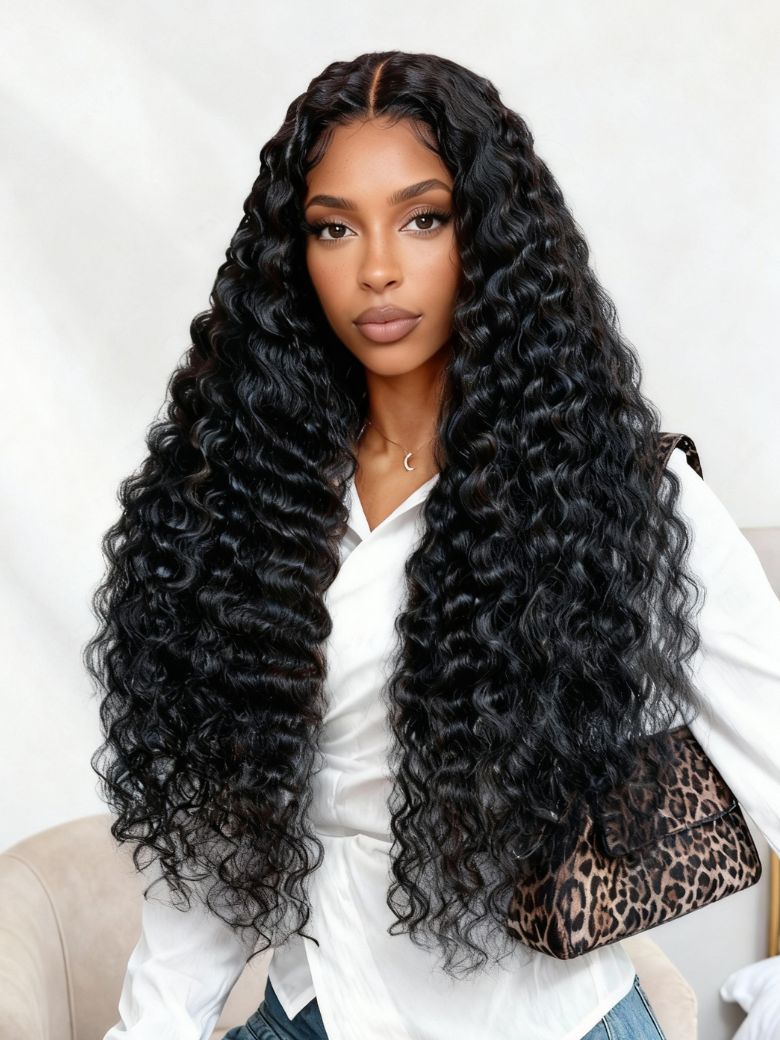Sunber 13x4 Pre Everything Crimps Curl Crimped Texture Zig-Zag Waves High-volume Look Deep Wave Lace Frontal Wig