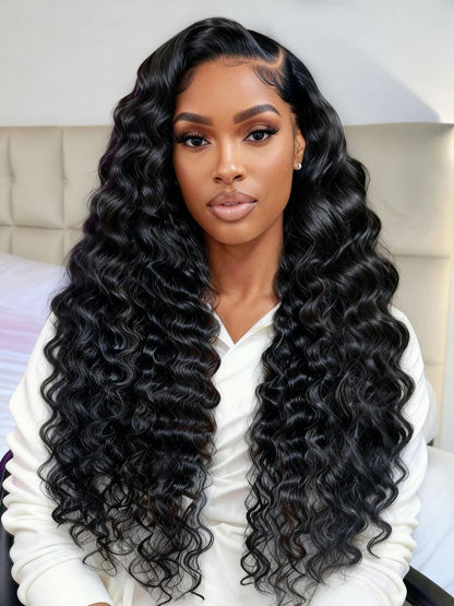 Sunber 13x4 Pre Everything Crimps Curl Crimped Texture Zig-Zag Waves High-volume Look Deep Wave Lace Frontal Wig