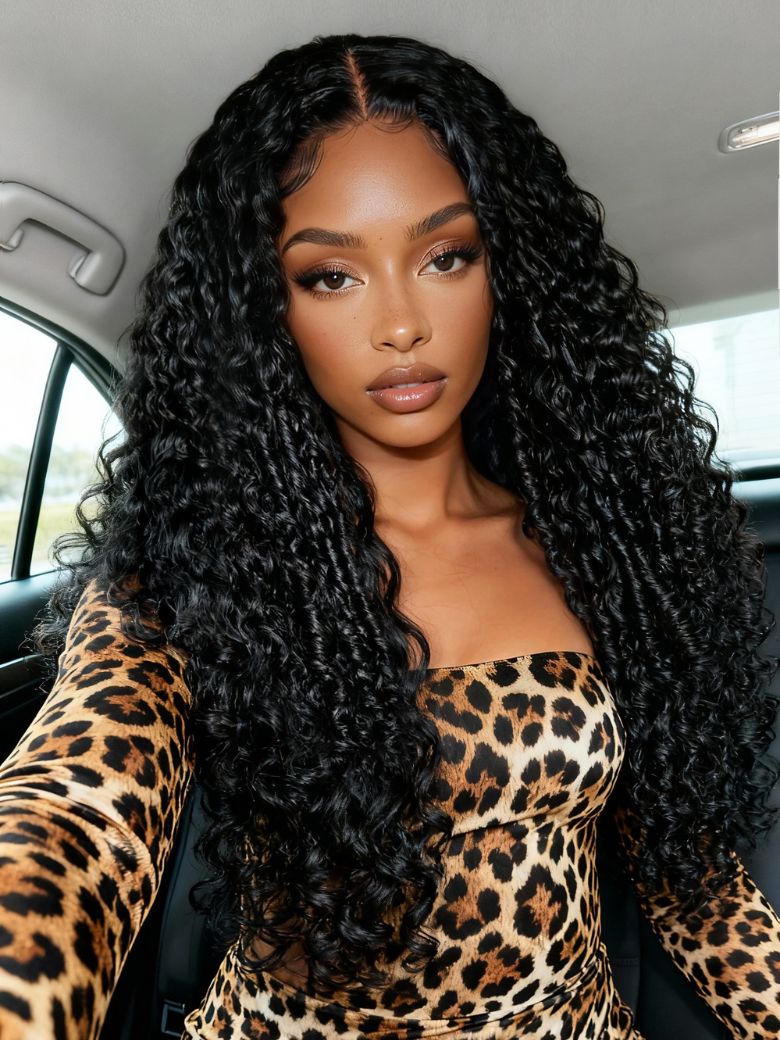 Sunber 4D Mixed Texture Burmese Curls Tight Water Wave Put on and Go Human Hair Drawstring Wig $100 Off