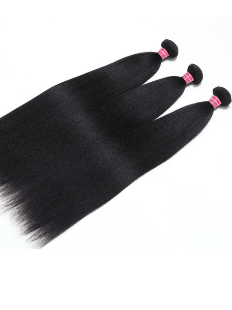 Sunber Yaki Straight 1/3/4Pcs Virgin Hair Extensions With Human Hair Bundles