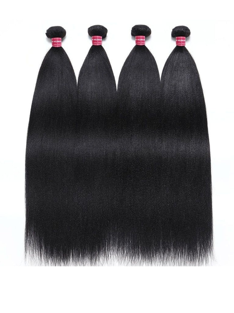 Sunber Yaki Straight 1/3/4Pcs Virgin Hair Extensions With Human Hair Bundles