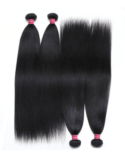 Sunber Yaki Straight 1/3/4Pcs Virgin Hair Extensions With Human Hair Bundles