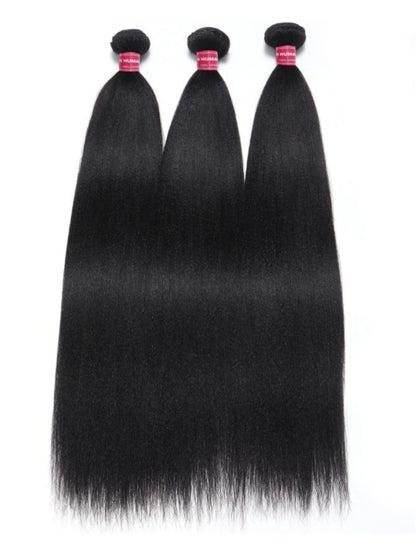 Sunber Yaki Straight 1/3/4Pcs Virgin Hair Extensions With Human Hair Bundles