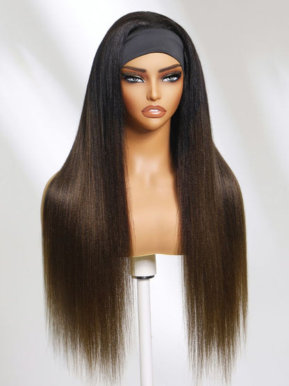 Sunber Glueless Chestnut Brown Yaki Straight Wave Wig Upgrade New V Part Wig Yaki Straight No Leave Out Protective Styles Flash Sale
